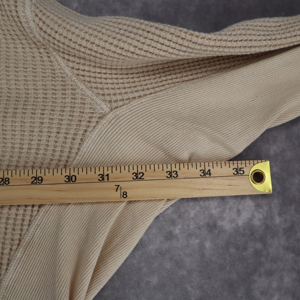 Free People Scout Jacket Thermal Shacket Waffle Knit Oversized XS Beige Cotton - Picture 8 of 10